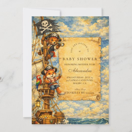 Pirate Adventure Storybook Baby Shower 招待状 (正面)
