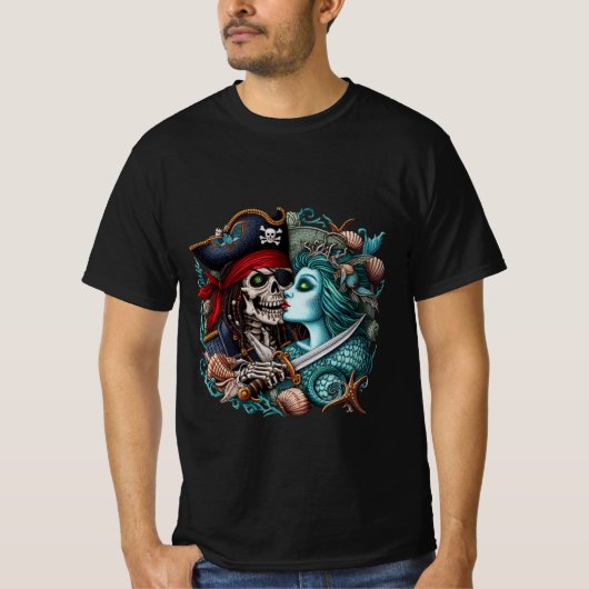 Pirate and Mermaid Kiss T-shirt  Tシャツ (正面)