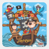 Pirate Birthday Party  for Kids スクエアシール (正面)