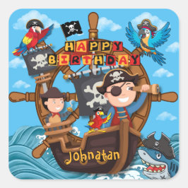 Pirate Birthday Party  for Kids スクエアシール