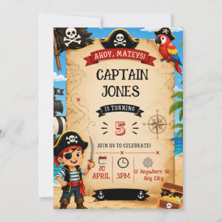 Pirate Birthday Party Invitation for Boys 招待状