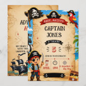 Pirate Birthday Party Invitation for Boys 招待状 (正面/裏面)