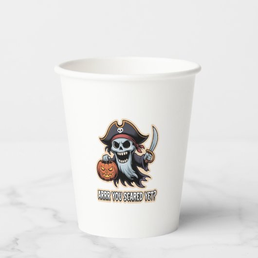 Pirate Boo – Spooky Cute Halloween Ghost sword 紙コップ (正面)