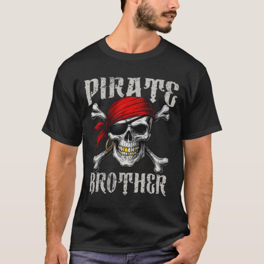 Pirate Brother Jolly Roger Flag And Skull Crossbon Tシャツ (正面)