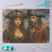 Pirate Captain and Queen Rustic Nautical Decoupage 薄葉紙 (クラフト)