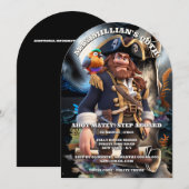 Pirate captain scroll island boys theme birthday 招待状 (正面/裏面)