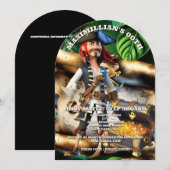 Pirate captain treasure chest boys theme birthday  招待状 (正面/裏面)