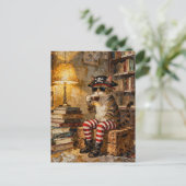 Pirate Cat Enjoys Some Coffee ポストカード (スタンド正面)