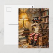 Pirate Cat Enjoys Some Coffee ポストカード (正面/裏面)