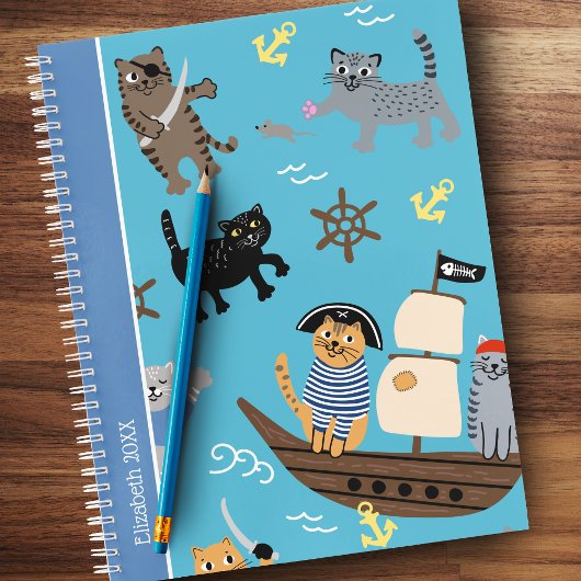 Pirate Cat Pattern for Boy and Girl Kids School ノートブック