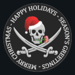 Pirate Christmasスタンプ ラウンドシール<br><div class="desc">Happy Holidays – 季節の挨拶 – Merry Christmas pirate.その他のアイテムについては自分のクリスマスを参照する。</div>