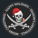 Pirate Christmasスタンプ ラウンドシール<br><div class="desc">Happy Holidays – 季節の挨拶 – Merry Christmas pirate.その他のアイテムについては自分のクリスマスを参照する。</div>