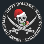 Pirate Christmasスタンプ ラウンドシール<br><div class="desc">Happy Holidays – 季節の挨拶 – Merry Christmas pirate.その他のアイテムについては自分のクリスマスを参照する。</div>