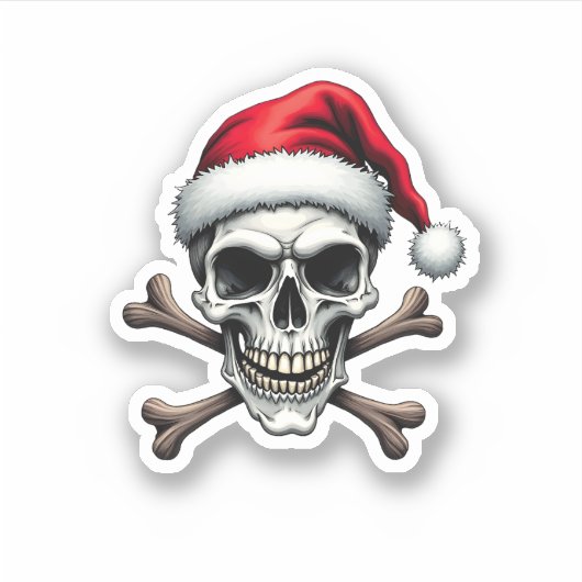 Pirate Christmas Skull & Crossbones Santa Hat. Got シール (正面)