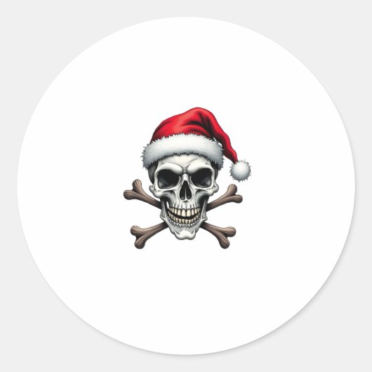 Pirate Christmas Skull & Crossbones Santa Hat. Got ラウンドシール (正面)