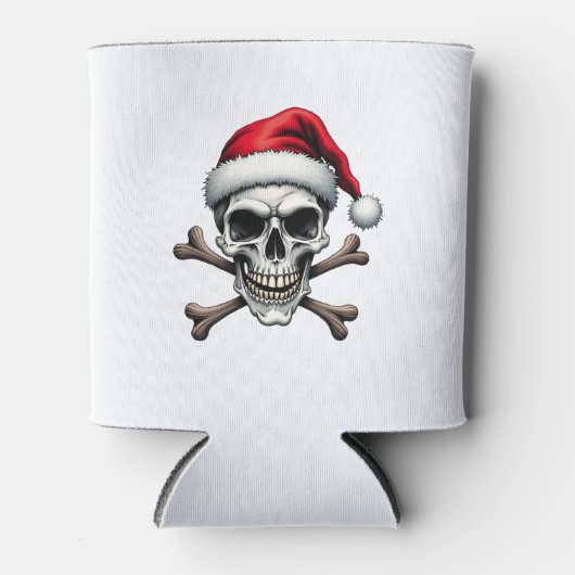 Pirate Christmas Skull & Crossbones Santa Hat. Got 缶クーラー (正面)