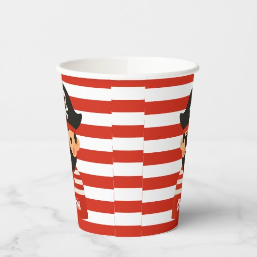 Pirate cup with name stripy sailor 紙コップ (左)