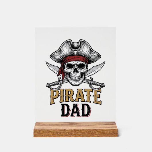 Pirate Dad Skull Sword Vintage Engraving Shirt_1 アクリルサイン (正面)