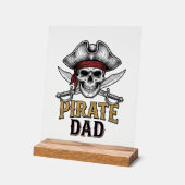 Pirate Dad Skull Sword Vintage Engraving Shirt_1 アクリルサイン (傾斜)