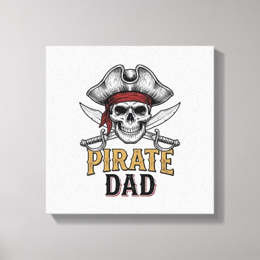 Pirate Dad Skull Sword Vintage Engraving Shirt_1 キャンバスプリント (正面)