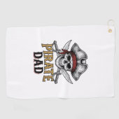 Pirate Dad Skull Sword Vintage Engraving Shirt_1 ゴルフタオル (横)