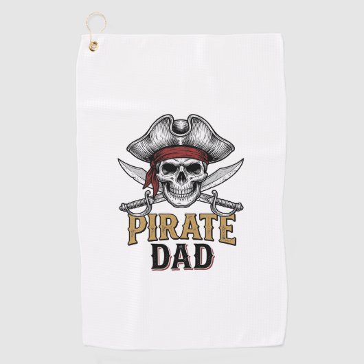Pirate Dad Skull Sword Vintage Engraving Shirt_1 ゴルフタオル (正面)