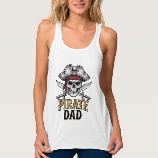 Pirate Dad Skull Sword Vintage Engraving Shirt_1 タンクトップ (正面)