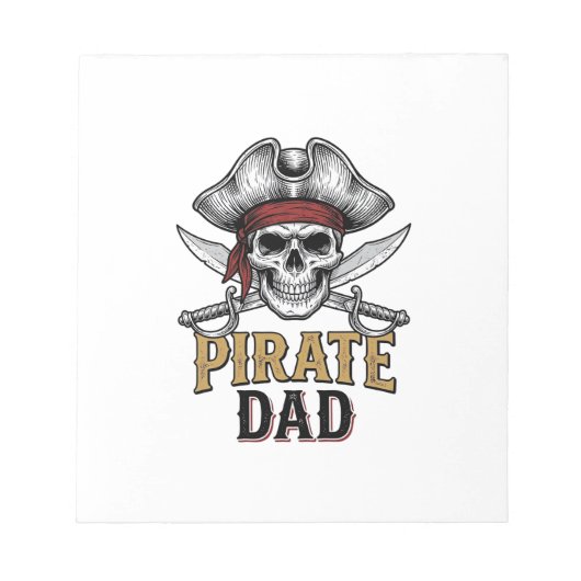 Pirate Dad Skull Sword Vintage Engraving Shirt_1 ノートパッド (正面)