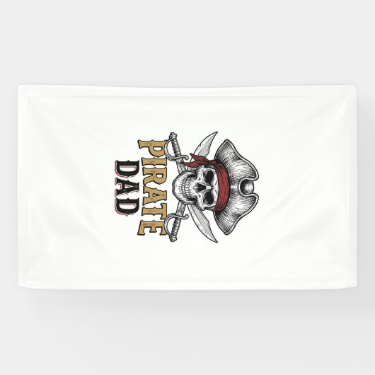 Pirate Dad Skull Sword Vintage Engraving Shirt_1 横断幕 (横)