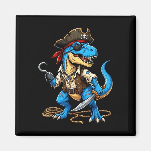 Pirate dinosaur t rex boys girls kids funny マグネット (正面)