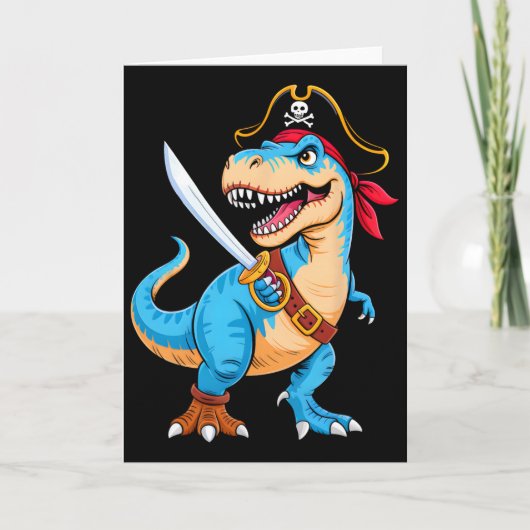Pirate Dinosaur T Rex Boys Kids Funny Halloween Co カード (正面)