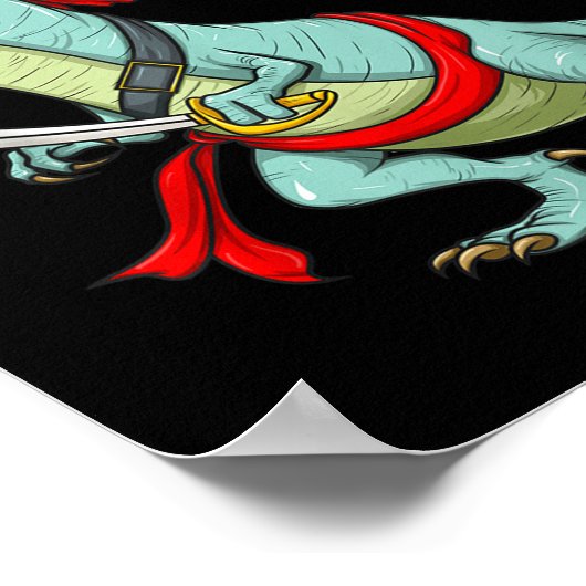 Pirate Dinosaur T Rex Funny Tyrannosaurus Hallowee ポスター (角)