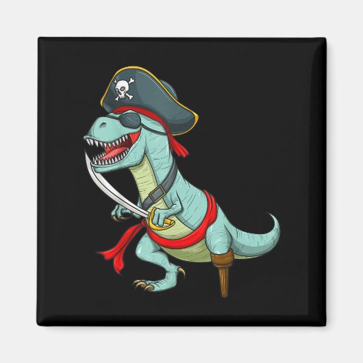 Pirate Dinosaur T Rex Funny Tyrannosaurus Hallowee マグネット (正面)