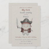 Pirate First Tooth Party Invitation 招待状 (正面/裏面)