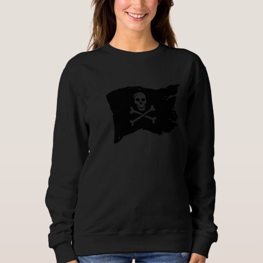 Pirate Flag Skull & Bones Blackout Hidden Silhouet スウェットシャツ (正面)