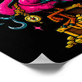 Pirate Flamingo Adventure Map Jolly Roger Hallowee ポスター (角)