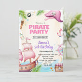 Pirate girl birthday theme invitation 招待状 (スタンド正面)
