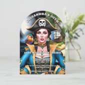 Pirate girl colorful bird island theme party 招待状 (スタンド正面)