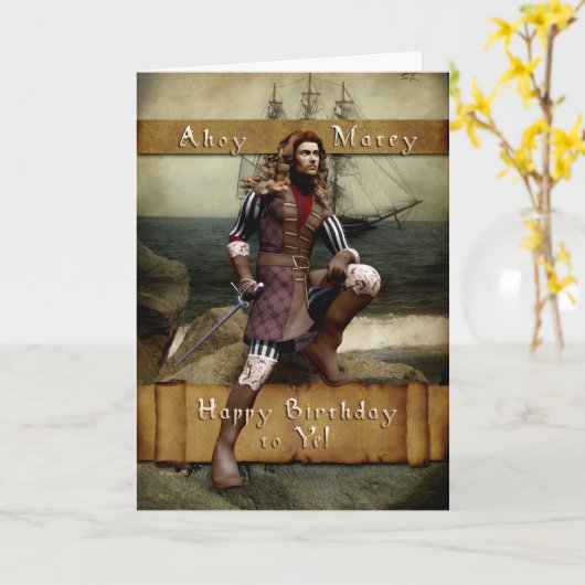 Pirate - Happy Birthday to Ye - Greeting Card カード (黄色い花)