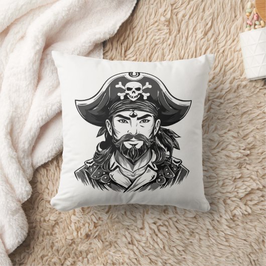 Pirate head with hat sailor and Eye Patch and Bear クッション (ブランケット)