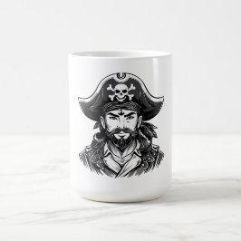 Pirate head with hat sailor and Eye Patch and Bear コーヒーマグカップ