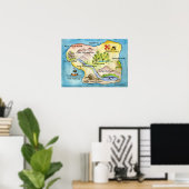 Pirate Map Print - Small ポスター (ホームオフィス)