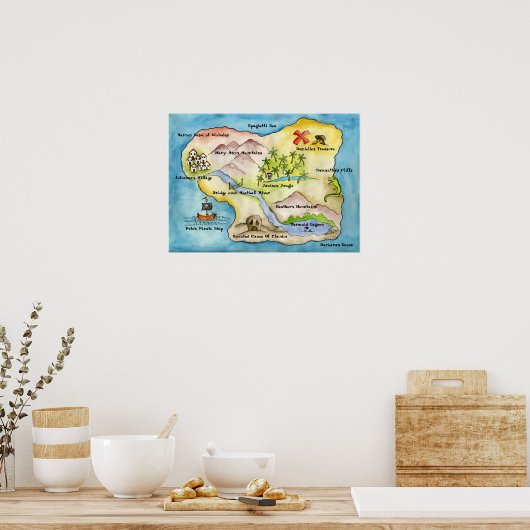 Pirate Map Print - Small ポスター (キッチン)