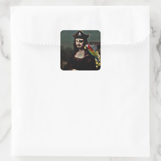 Pirate Mona Lisa with Eye Patch スクエアシール (バッグ)