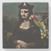 Pirate Mona Lisa with Eye Patch ストーンコースター (正面)