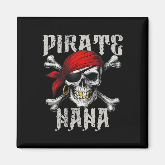 Pirate Nana Jolly Roger Flag And Skull Crossbones マグネット (正面)