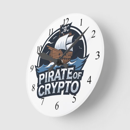 Pirate of Crypto ラウンド壁時計 (傾斜)