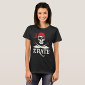 Pirate  Pi Mathematical Skull Captain  Pi Day Tシャツ (正面フル)