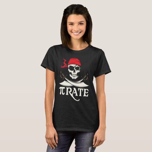 Pirate  Pi Mathematical Skull Captain  Pi Day Tシャツ (正面フル)