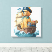 Pirate Poodle � Funny Sea Dog キャンバスプリント (インサイチュ (ウッドフロア))